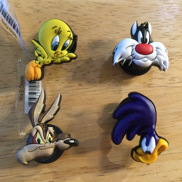 Authentic Jibbitz Shoe Charm - Tweety Sylvester Wild Coyote Road Runner Looney Tunes - fits Croc Shoe Holes