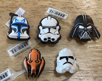 Oryginalne zawieszki do butów Jibbitz - Star Wars Darth Vader, Clone Trooper - pasujące do otworów na buty Croc