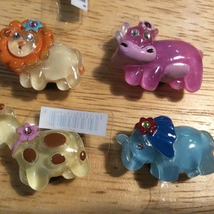 Authentic Shoe Charm - Gem Animals - Lion Hippo Giraffe, Elephant NOS fits Croc Shoe Holes