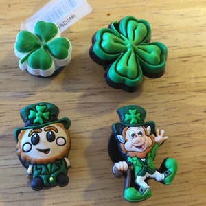 Saint Patricks 4 Leaf Clover Leprechaun Jibbitz - Authentic Shoe Charm - fits Croc Shoe Holes