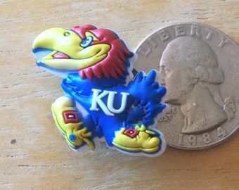 Kansas City Jayhawks University - Auténtico encanto de zapato Jibbitz - Raro - para agujeros de zapatos Croc
