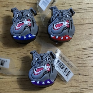 Bulldog - Blue, Red or Purple Collar - Authentic Jibbitz Shoe Charm - fits Croc Shoe Holes