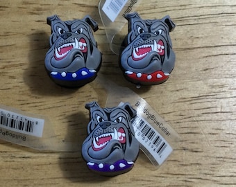 Bulldog - Blue, Red or Purple Collar - Authentic Jibbitz Shoe Charm - fits Croc Shoe Holes
