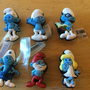 Smurfs Papa Smurfette Grouchy Jibbitz - Authentic Shoe Charm - Rare - for Croc Shoe Holes