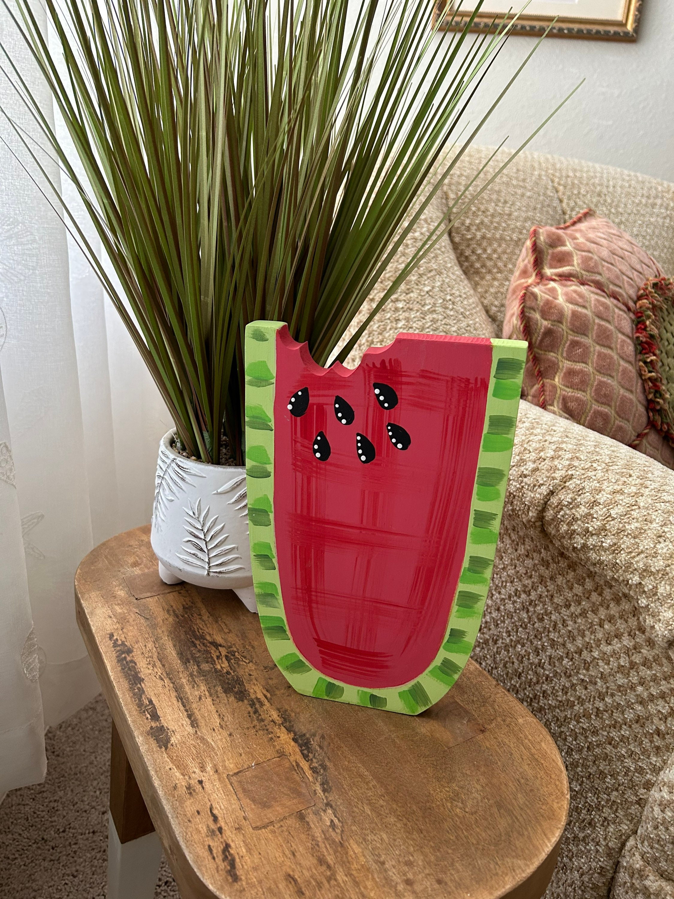 Wooden Watermelon Decor Free Standing Wooden Watermelons Etsy