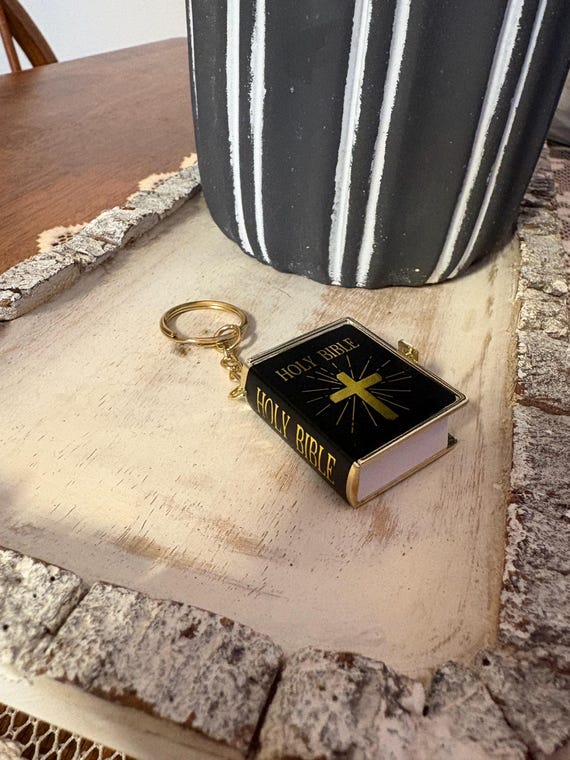 Mini Holy Bible Key Chain; Mini Scripture Keychai… - image 1