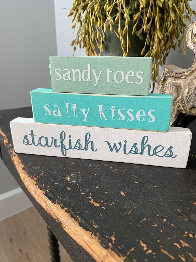 Beach Wood Decor Salty Kisses Starfish Wishes Beach Sign Etsy