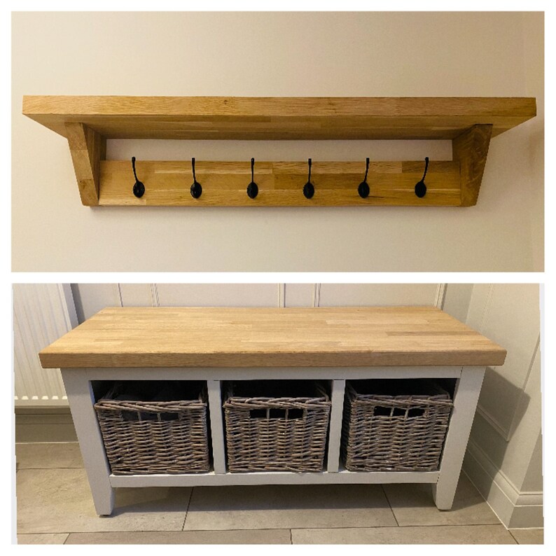 Shoe Bench and Coat Rack Combo Painted in Farrow & Ball Etsy UK