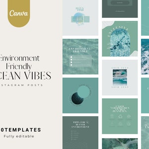Environment friendly aesthetic Ocean Vibes Insta Post Templates | Instagram Feed Templates | Canva Vorlagen / Templates