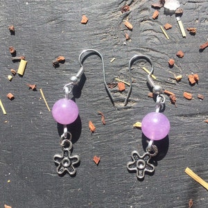 Dyed Jasper earrings with flower charm