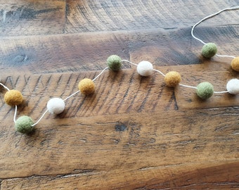 Wool Felt Pom Pom Ball Garland, Home Decor, Nursery Decor, Baby Shower Gift