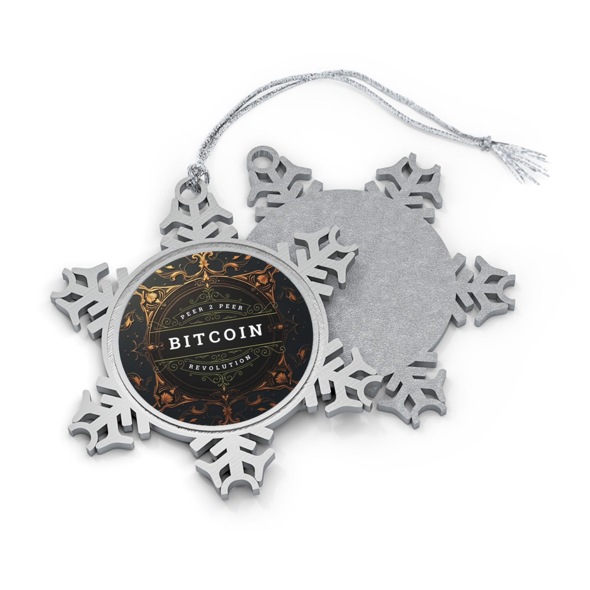 ビットコイン風オーナメント、V2、ビットコインスノーフレーククリスマスツリーデコレーション、ホリデーギフト、冬のデコレーション、暗号通貨クリスマスオーナメント