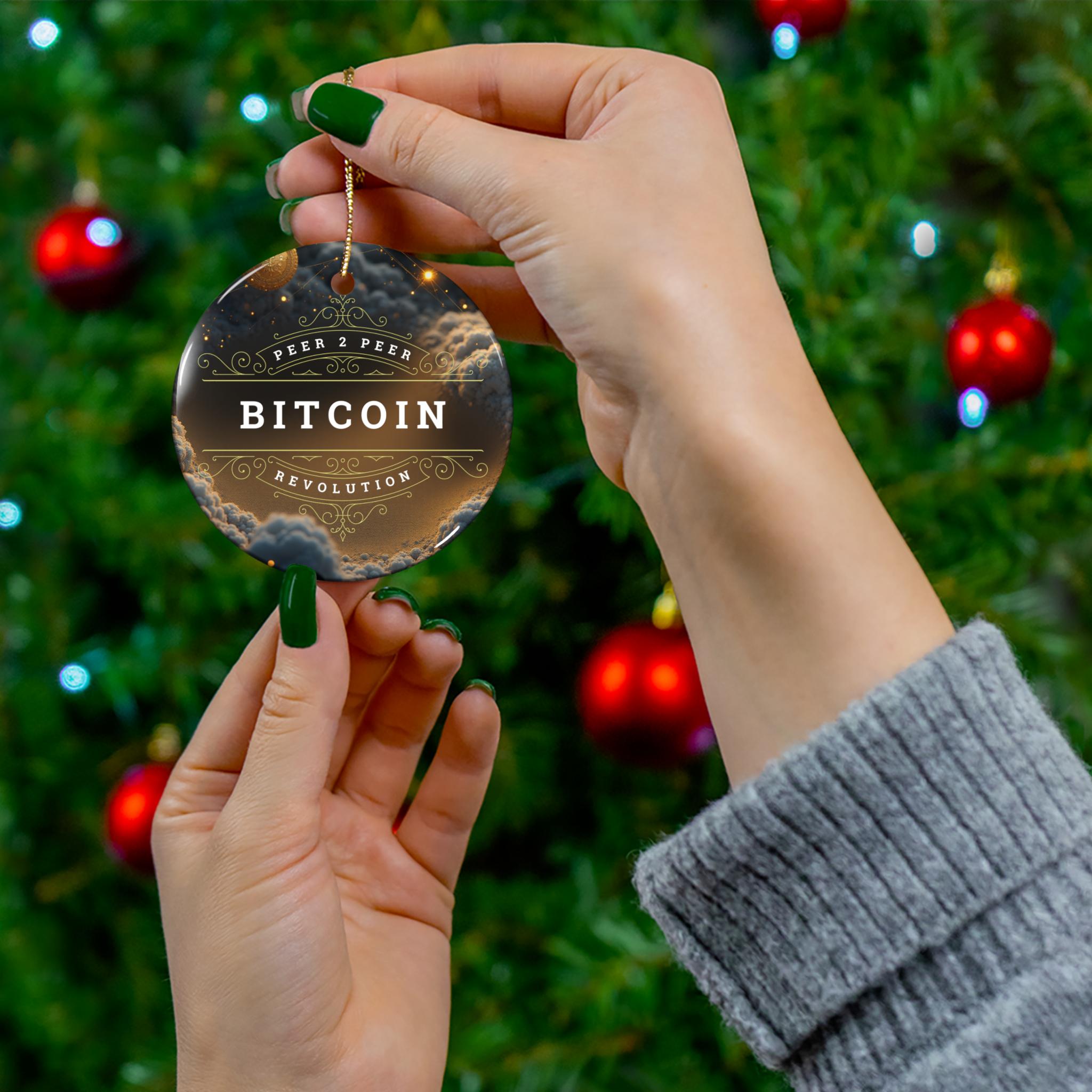 ビットコインセラミッククリスマスオーナメント、暗号通貨ホリデーデコレーション