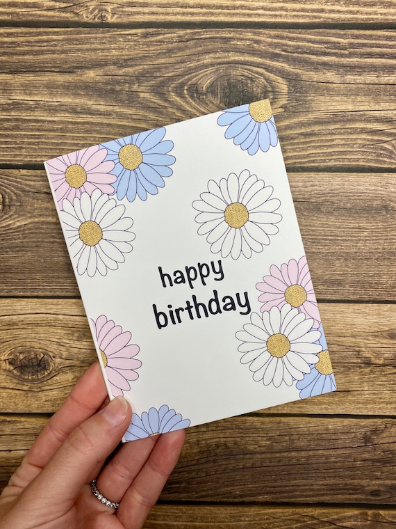 Happy Birthday Daisy Card. Multicolor Daisy Birthday Card - Etsy