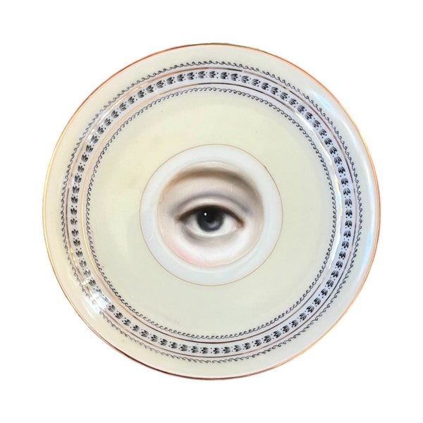 Lover's Eye Painting on a Neoclassical Mid-Century Plate