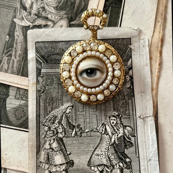 Lover's Eye French Limoges Pocket Watch Convertible Brooch/Pendant