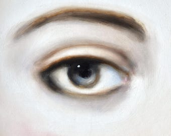 Bouguereau Inspired Eye Study: Small Original Oil Painting (6.25x3.5 inches)
