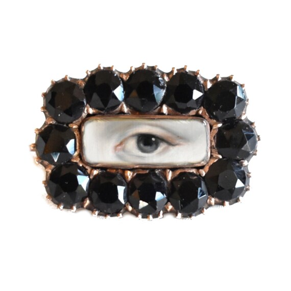 Custom Black Jet Lover's Eye Brooch Etsy