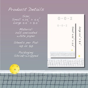 Pickleball Notepad Design: 0-0-2