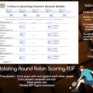5-player Rotating Round Robin Scoring PDF (fillable) - Etsy