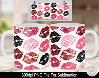 Lips Sublimation, Valentines Mug PNG, Mug Sublimation PNG, Kissing Lips png, valentines gnome, 12oz sublimation, 15oz Sublimation, lips mug