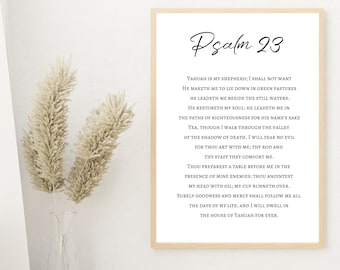 Psalm 23 Printable Art, Yahuah Is My Shepherd, Scripture Wall Art, Printable Wall Art, Psalm 23 Wall Art, Digital Download