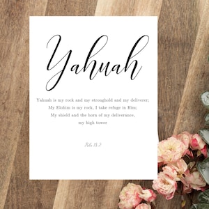 Psalm 18:2 Scripture Art Print, Yahuah Wall Decor (Digital Download)