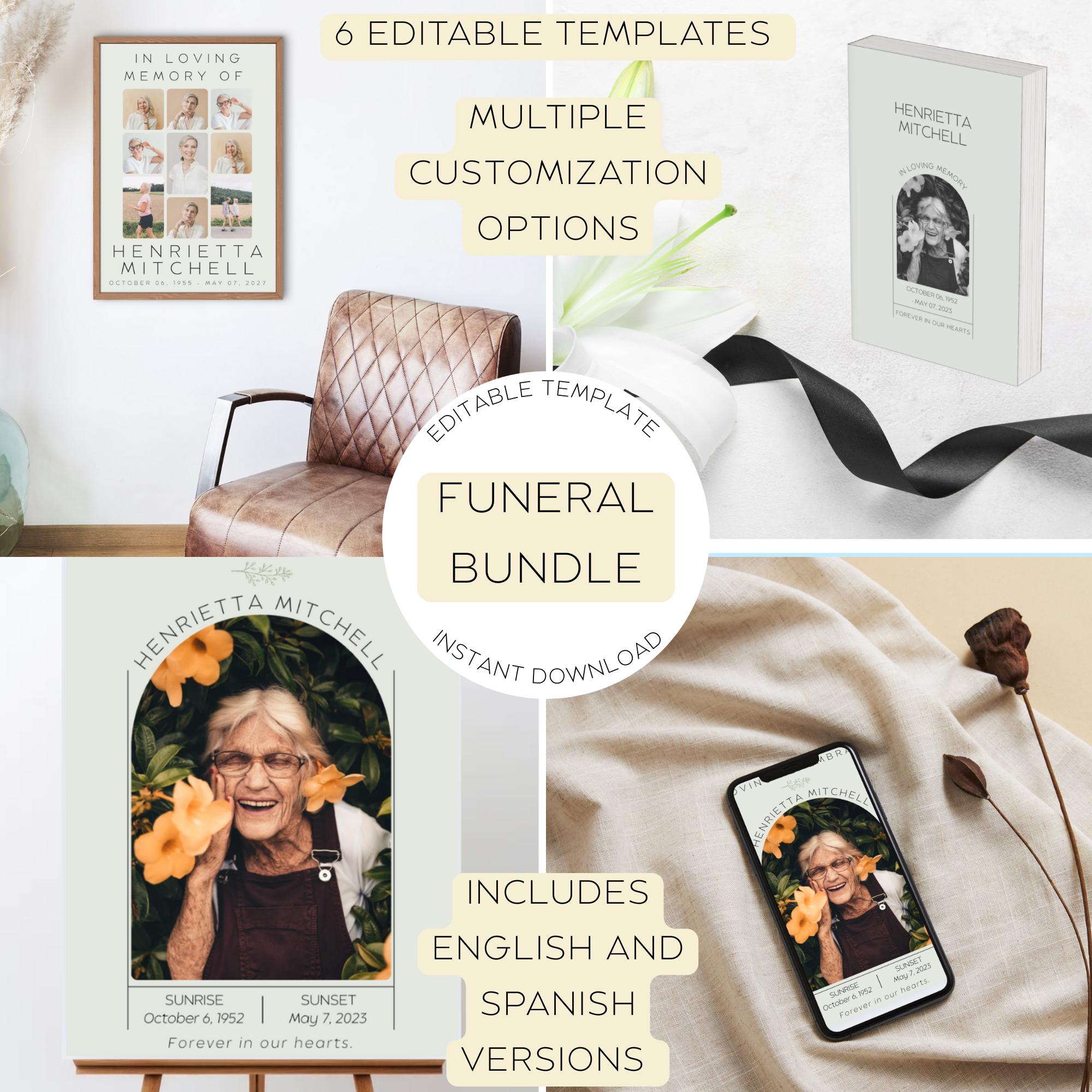 Editable Funeral Program Bundle | Canva Celebration of Life Templates ...