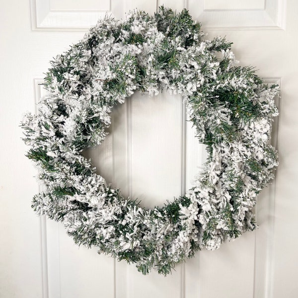 Gorgeous Heavy Flocked Winter Pine Wreath for Front Door | Frosted Winter Wreath | High End Home Decor | Wreath Form | Wreath Supplies