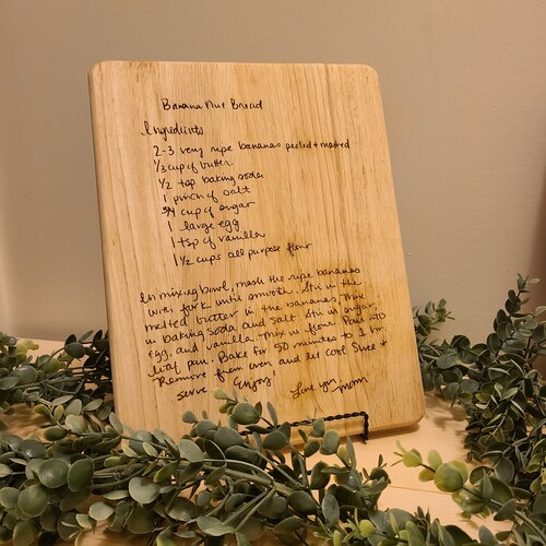 MOTHERS HANDWRITTEN RECIPE Engraved Cutting Board Etsy