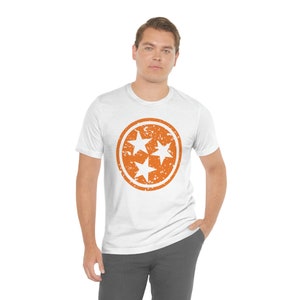 Tennessee Distressed Orange Tri Star - Unisex Jersey Short Sleeve Tee