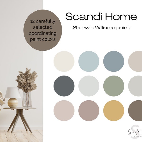 Scandinavian Home Color Palette - House Paint Palette - Modern Scandi Home - Sherwin Williams Paint Palette - Agreeable Gray - Site White