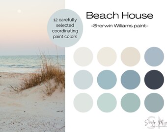 BEACH HOUSE Sherwin Williams Paint Color Palette Calm Coastal - Etsy