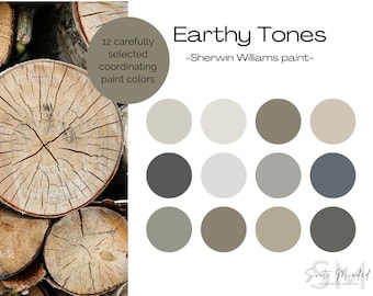 Earthy Tones - Neutral Color Palette - Sherwin Williams Paint - Neutral Home Paint - Gossamer Veil - Peppercorn - Accessible Beige - Nuance