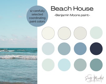 Beach House Palette | Benjamin Moore Paint | Coastal Color Palette | Paint Selection | Blue Paint | Color Selection | Whole House Paint