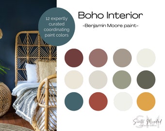 Paleta de colores Boho - Pintura Benjamin Moore - Selección de pintura - Esquema de colores de toda la casa - Hogar Boho - Paleta de pintura de la casa - Decoración del hogar