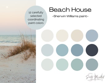 Beach House Color Palette - Sherwin Williams paint - Whole House Paint Palette - Coastal Color Palette - Interior Color Scheme