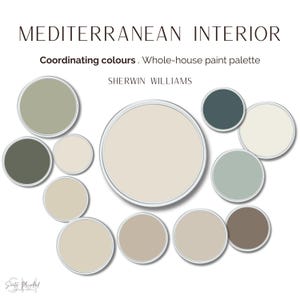 Mediterranean Interior Sherwin-Williams Paint Colors - Whole House Color Palette - Paint Selection - Complete Digital Guide - Interior Paint