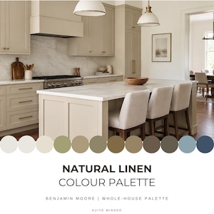 Natural Linen Benjamin Moore Whole House Color Scheme | Warm Neutrals | Cozy, Timeless Home | 12 Coordinating Paint Colors