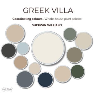 Greek Villa Sherwin-Williams - 12 Coordinating Colors - Whole House Paint Palette - Interior Paint Selection - Walls, Trim, Accent Colors