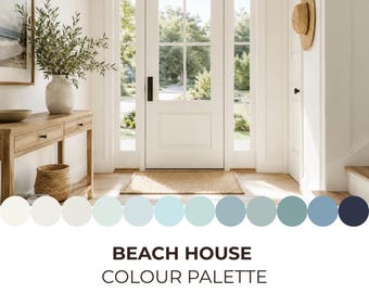 Beach House Palette | Benjamin Moore Paint | Coastal Color Palette | Paint Selection | Blue Paint | Color Selection | Whole House Paint