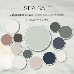 Sea Salt Sherwin-Williams Coordinating Colors Whole House Paint Palette - Interior Color Scheme - Digital Guide - Home Paint Selection