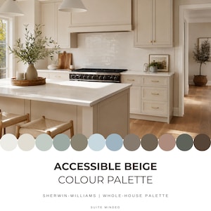 Accessible Beige Sherwin-Williams - 12 Coordinating Colors - Whole House Paint Palette - Interior Color Scheme - Walls, Accent & Trim Colors