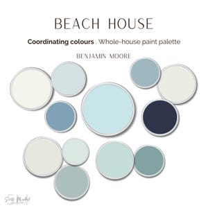 Beach House Palette | Benjamin Moore Paint | Coastal Color Palette | Paint Selection | Blue Paint | Color Selection | Whole House Paint