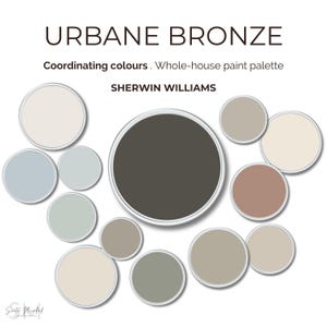 Urbane Bronze Coordinating Colors | Sherwin-Williams Whole House Color Palette | Digital Paint Colour Guide | Accent & Trim Colors