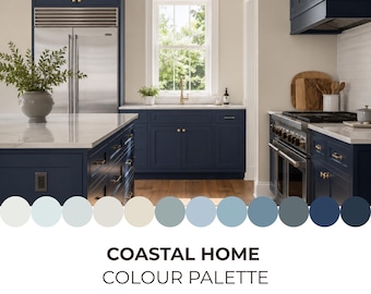 Coastal Home Color Palette Sherwin-Williams - Whole House Color Palette - Interior Color Scheme -  Beach House Coordinating Paint Colors