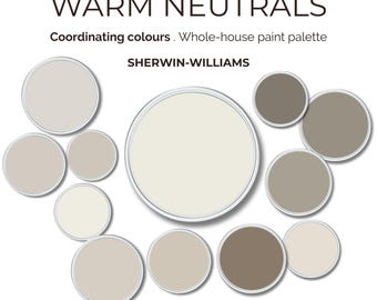 Sherwin-Williams Warm Neutrals Whole House Color Palette | 12 Paint Colors | Interior Paint Color Guide | Walls, Trims, Accent Colors