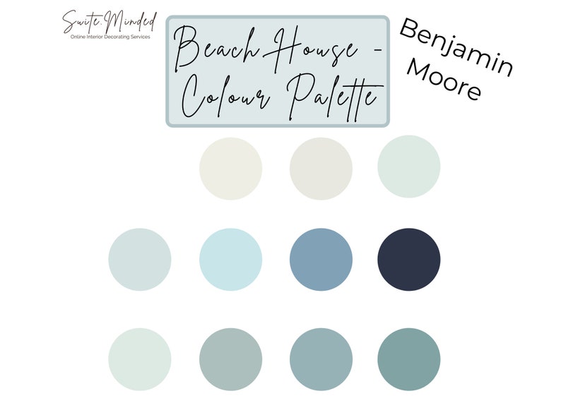 Beach House Color Palette Benjamin Moore Paint Coastal Etsy Australia
