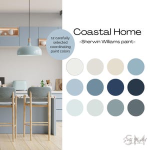 Coastal Paint Palette Sherwin Williams - Naval - Coastal Interior - Interior Paint Palette - Whole House Color Palette Creamy Sky High