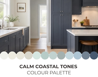 Coastal Calm Benjamin Moore Whole House Color Palette - Coordinating Colors - Beach House Colors - Blue Tones - Room-by-room Color Schemes